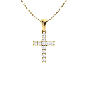 Parya Lab-Created Diamond Yellow Gold  4 Prong Cross Pendant Necklace