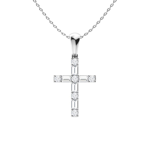 Payoda Lab-Created Diamond Round cut 4 Prong  Cross Pendant Necklace