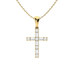 Payoda Lab-Created Diamond Yellow Gold 4 Prong Cross Pendant Necklace