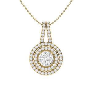Philyra Lab-Created Diamond Yellow Gold 4 Prong Circle Pendant Necklace