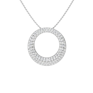 Pholma 0.15 Carat Lab-Created Diamond Round cut Pave Set  Circle Pendant Necklace