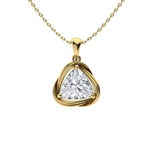 Tunnoke Natural Diamond Yellow Gold 3 Prong Delicate Pendant Necklace