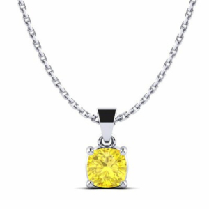 Tyrianne 0.50 - 0.75 Carat Round cut 4 Prong  Yellow Diamond Pendant Necklace