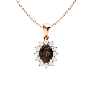 Veronica Brown Rose Gold 4 Prong Champagne Diamond Pendant Necklace