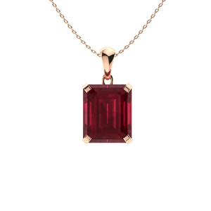 Hibiscus Natural Ruby Rose Gold 4 Claw Set  Necklace