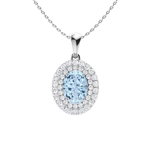 Varnika Aquamarine 4 Prong Gemstone Necklace