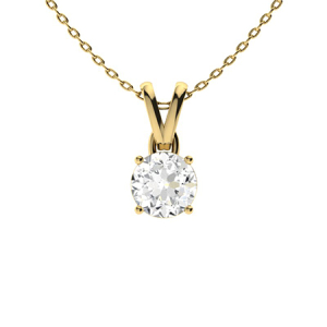 Verity Yellow Gold 4 Prong Moissanite Diamond Pendant Necklace
