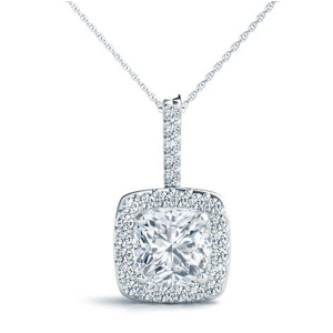 Beautiful Cushion Cut Halo Pendant