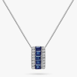 1.00 Carat Princess Cut Blue Sapphire Diamond Pendant