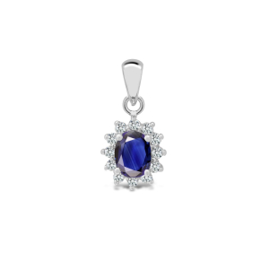 0.75 Carat Flower Style Blue Sapphire Pendant