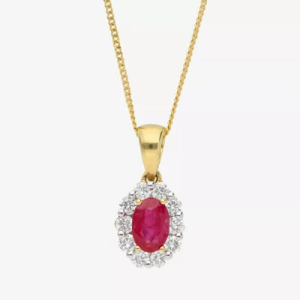 1.00 Carat Oval Cut Ruby And Diamond Set Pendant