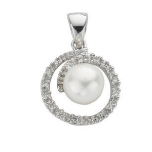 6.6 mm Designer Pendent with  Natural Diamonds And Pearl Pendant