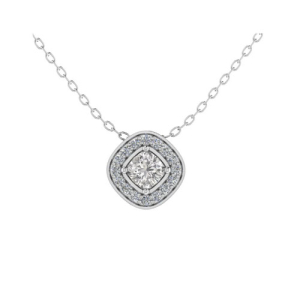 Terasa Natural Diamond 4 Prong Halo Pendant Necklace