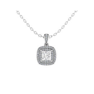 Trudie Lab-Created Diamond 4 Prong Halo Pendant Necklace