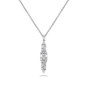 0.60 Carat Emerald Cut Natural Diamond Drop Style Pendant With Chain