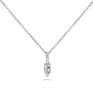 0.23 Carat Emerald Cut Natural Diamond Drop Style Pendant With Chain