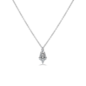 1.07 Carat Claw Setting Emerald Cut Natural Diamond Drop Style Pendant With Chain