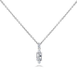 0.45 Carat Claw Setting Emerald Cut Natural Diamond Drop Style Pendant With Chain