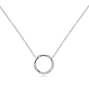 0.23 Carat Natural Round Grain Set Circle Diamond Pendant With Chain