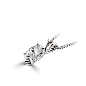0.07 Carat Four Claw Natural Marquise Cut Solitaire Diamond Pendant 