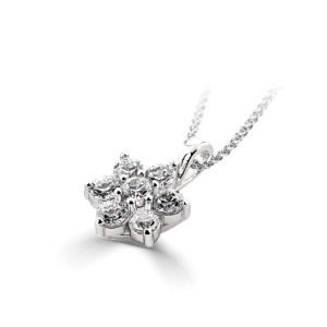 0.18 Carat Natural Round Floral Style Diamond Pendant