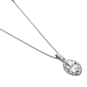 0.40 Carat Natural Marquise Cut Halo Style Diamond Pendant