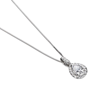 0.30 Carat Natural Pear Shaped Classic Diamond Pendant