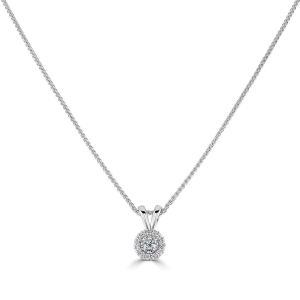 0.15 Carat Natural Round Halo Style Diamond Pendant