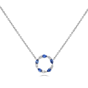 0.12 Carat Gemstone Pendant In Blue Sapphire,Emerald,Ruby With Round Diamond Set