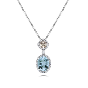 2.21 Carat Gemstone Aquamarine And Morganite Pendant With Chain 