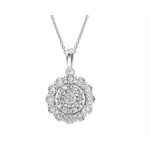 Floral Designed Halo Diamond pendant