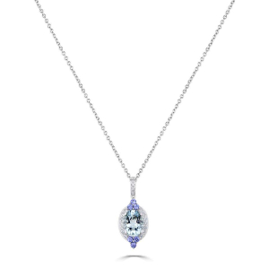 Qanaat Aquamarine 4 Prong  Necklace