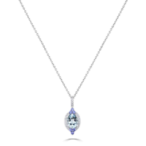 1.35 Carat Aquamarine And Tanzanite Pendant With Chain