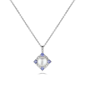 0.40 Carat  Tanzanite And Fresh water Pearl Pendant And Chain