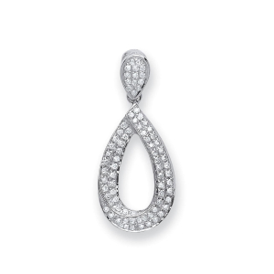 0.20 Carat Natural Round Diamond  Pear Shaped Drop Pendant