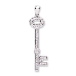 0.22 Carat Natural Round Key Designed Diamond Pendant In White/Yellow/Rose Gold