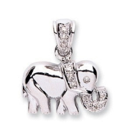 0.07 carat Natural Round Elephant Designed Diamond Pendant In White/Yellow/Rose Gold