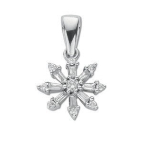 0.25 Carat Natural Round And Bagutte Cut Designer Drop Pendant in White/Yellow/Rose Gold
