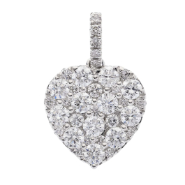 1.00 Carat Natural Round Brillant Cut Diamond Heart Pendant