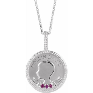 Parvani Natural Ruby Silver Prong Set  Necklace