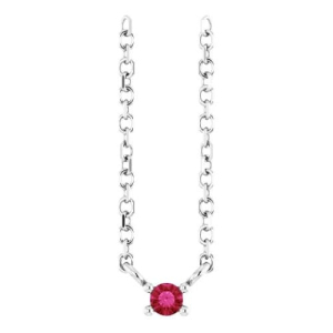 Parmita Natural Ruby Silver 4 Prong  Necklace