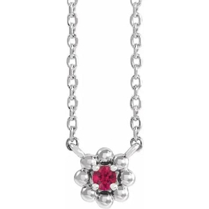 Hypericum 0.05 Carat Natural Ruby Round cut 4 Prong  Necklace