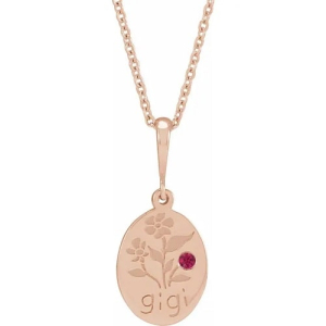 Hostas Natural Ruby Rose Gold Bezel Set  Necklace