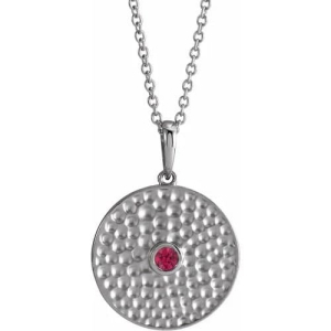 Pascalle Natural Ruby Silver Bezel Set  Necklace