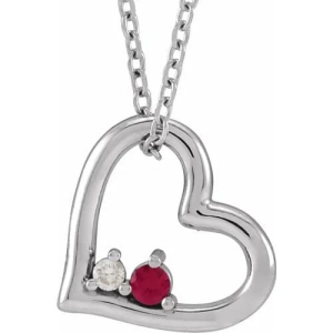 Parthavi Natural Ruby Silver 3 Prong  Necklace