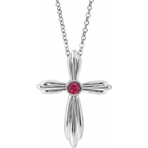 Parvini Natural Ruby Silver Bezel Set  Necklace