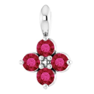 Peeta Natural Ruby Silver Prong Set  Necklace