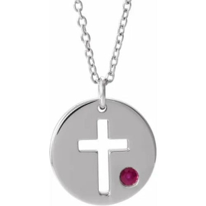 Iris 0.05 Carat Natural Ruby Round cut Bezel Set  Necklace