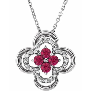 Petrova Natural Ruby Silver 4 Prong  Necklace