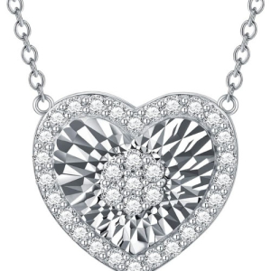 Tamina Natural Diamond Silver Pave Set Halo Pendant Necklace